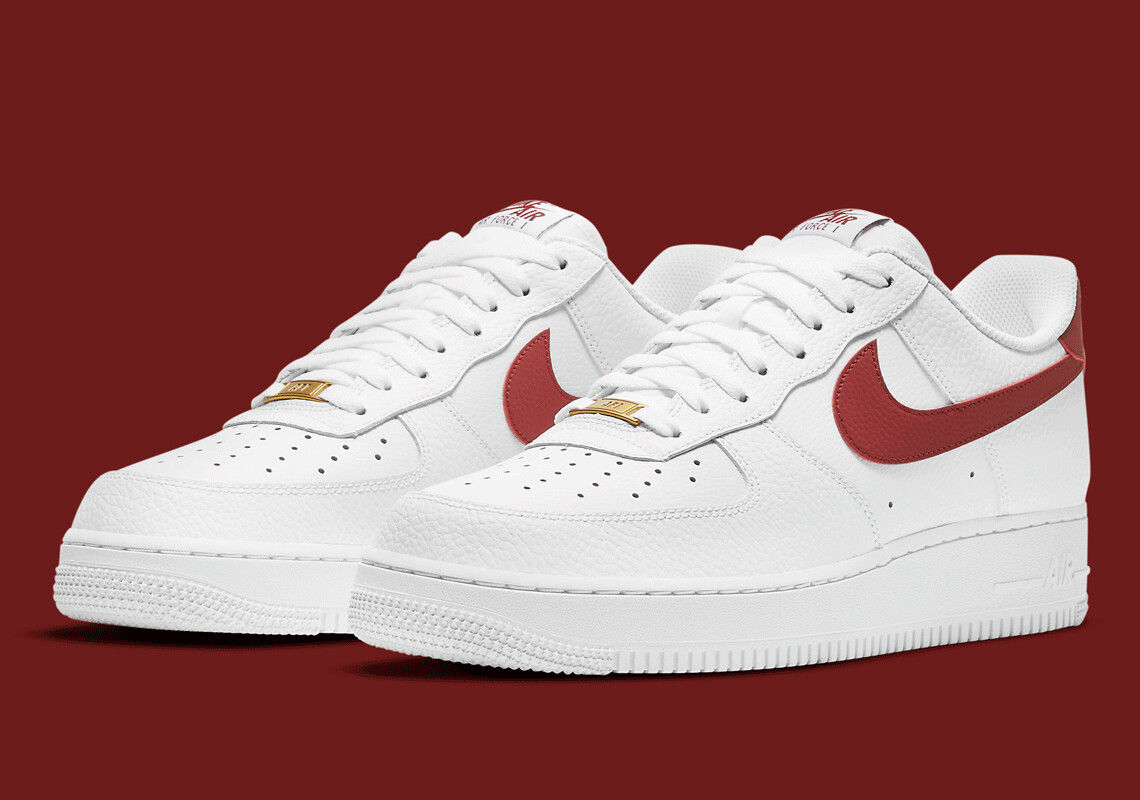 white air forces red nike sign